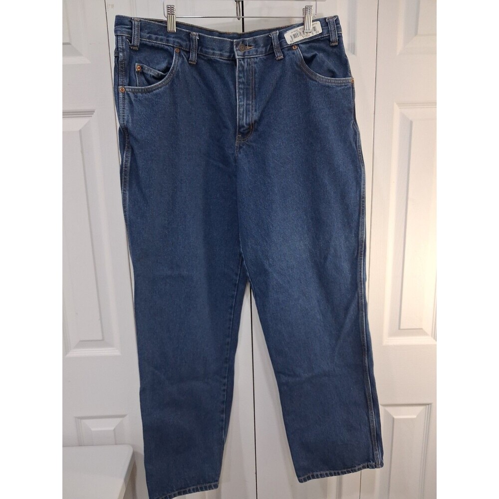 Men's Cintas Blue Straight Jeans 38 Workwear, Construction, Classic Five Pocket